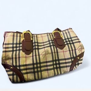 Burberry Check Shoulder Bag - Brown and Cream